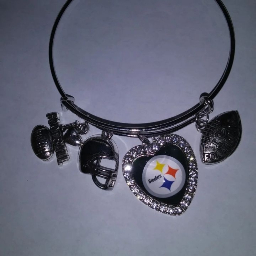 Silver Charm Bracelet with Heart Pendant